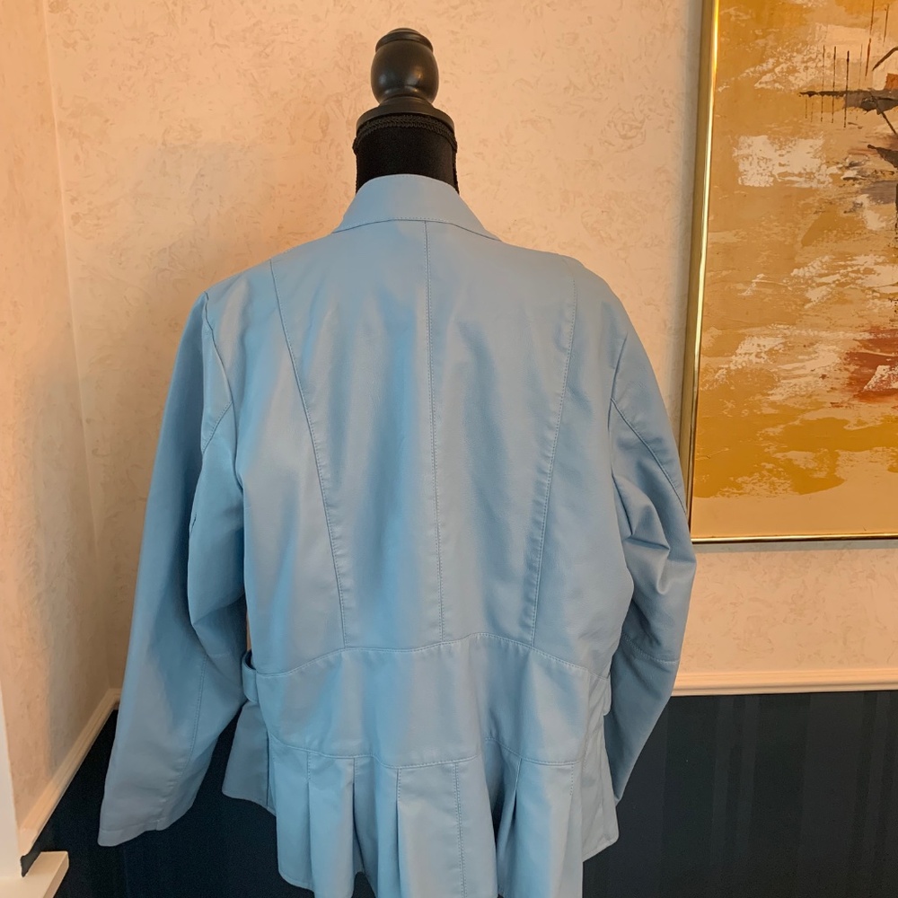 Ashley Stewart Light Blue Faux Leather Jacket Size 14/16 - Picture 5 of 10